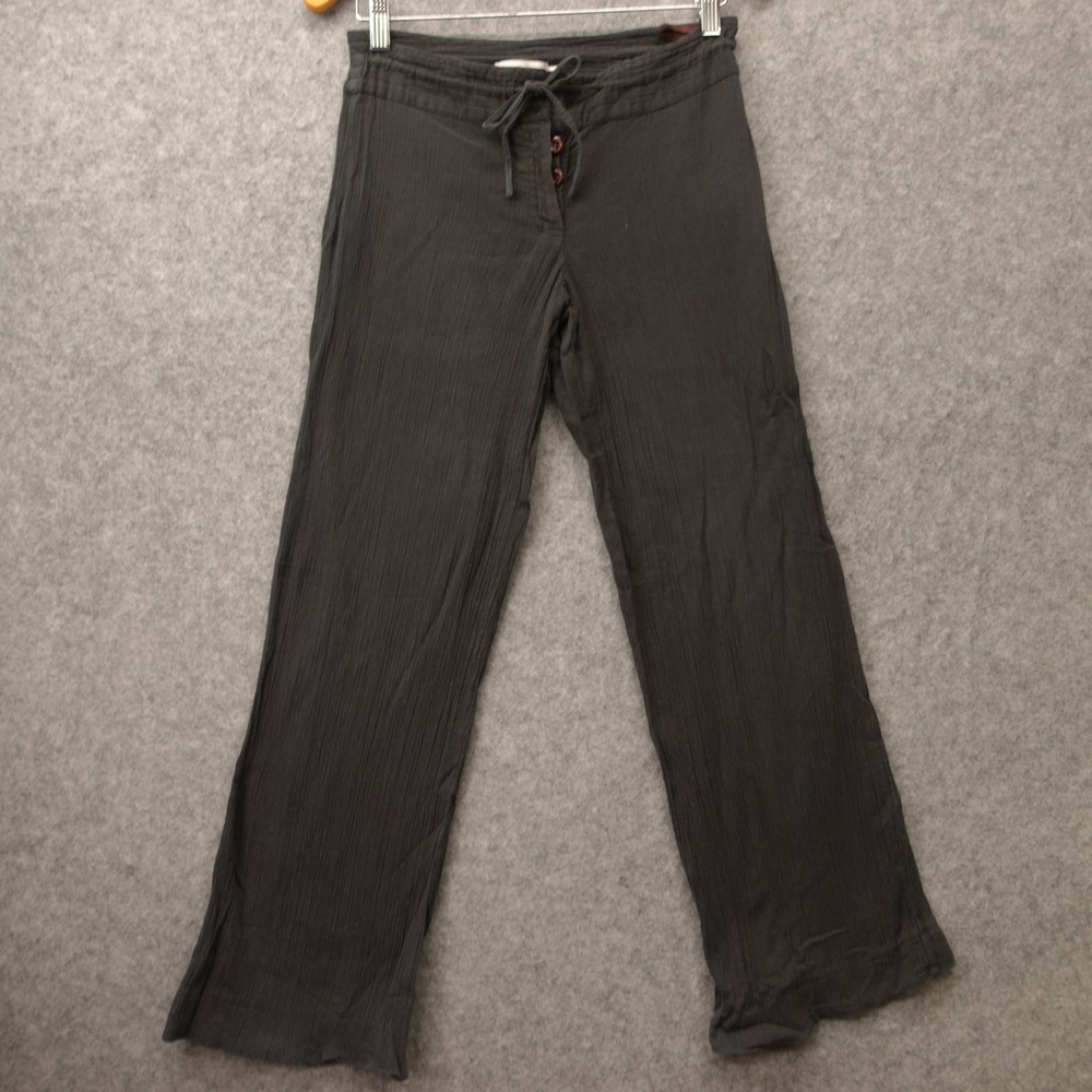 Y2K Boho Grunge Pants Womens S 4 Black Crinkle Drawstring Lounge HENNES HM 27x27
